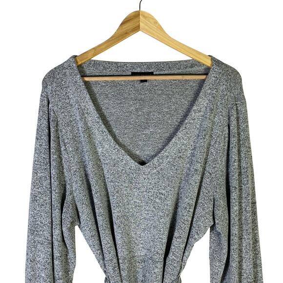 Lane Bryant Tie Waist Knit Sweater Womens 18/20 Gray Stretch Classic - Picture 4 of 9